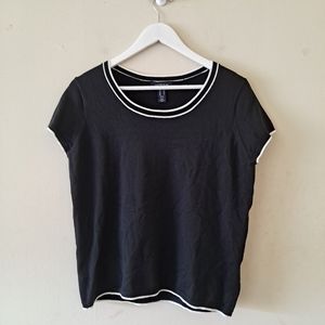 Land's End Black & White Crewneck S /S Sweater -MP